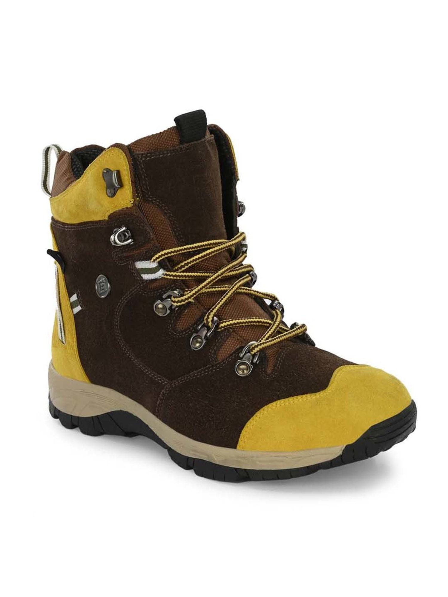 Eego Italy Men's Brown & Yellow Outdoor Shoes