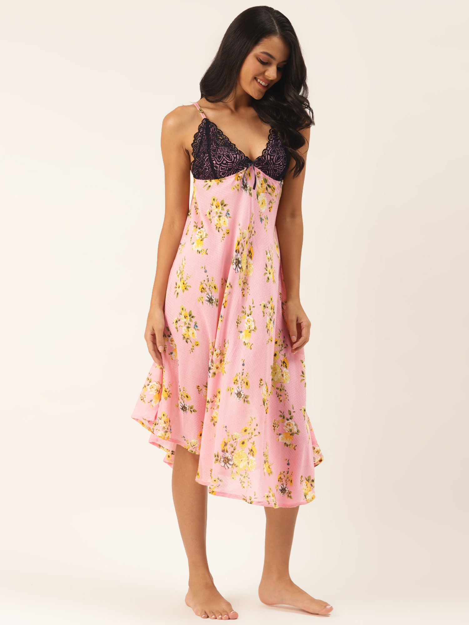 Ms.Lingies Peach Printed Chemise