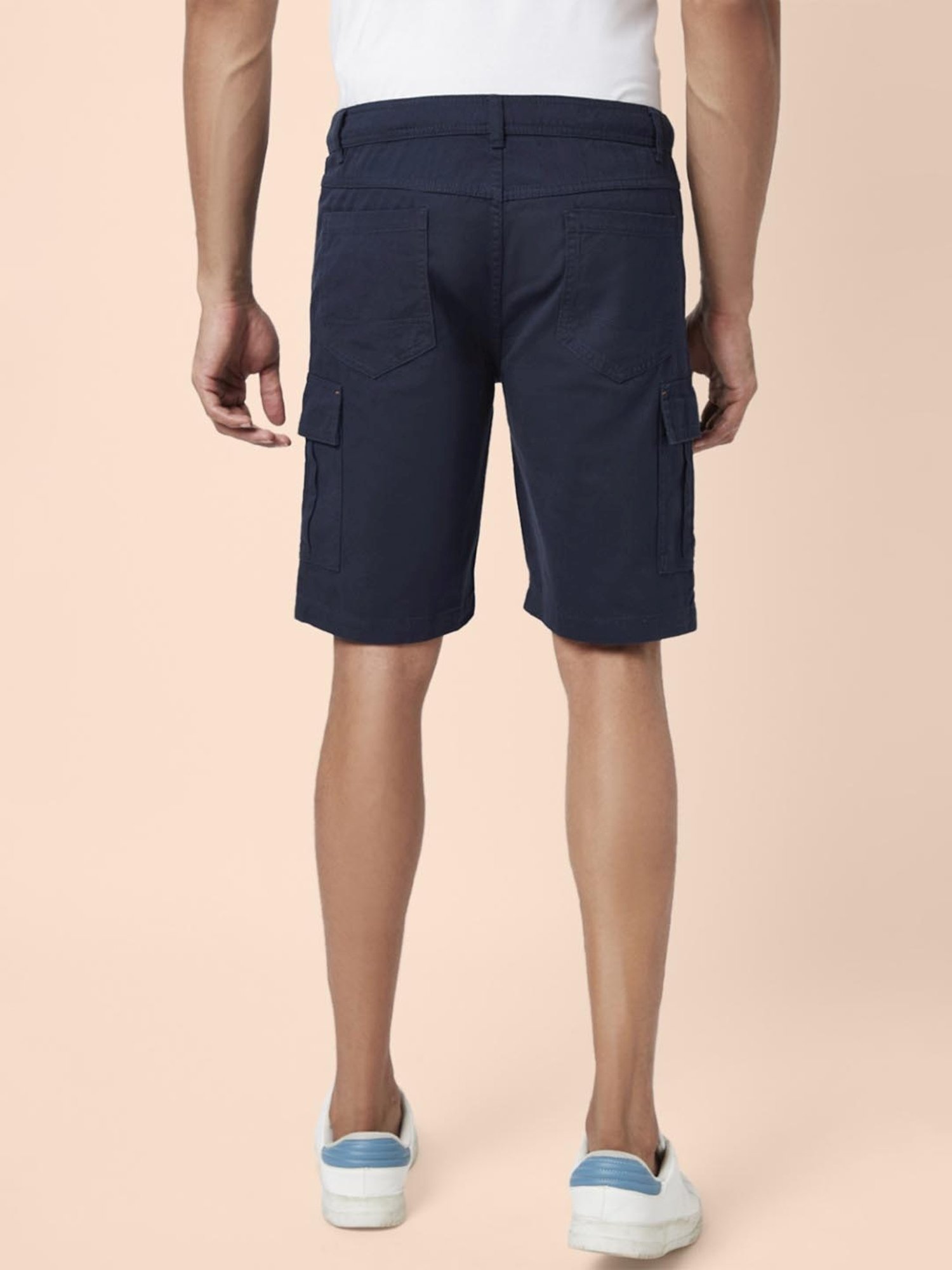 Urban Ranger By Pantaloons Navy Cotton Slim Fit Cargo Shorts