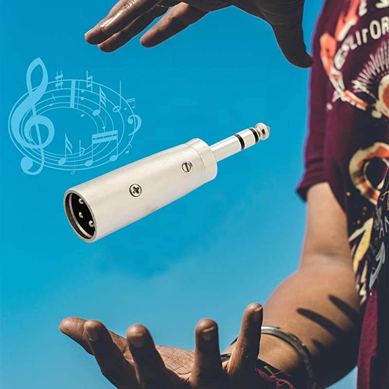 XLR Male to 1/4 Adapter, 6.35mm TRS Stereo Plug to XLR Male Audio Adapter Gender Changer Connector, Silver, 1 Pack -