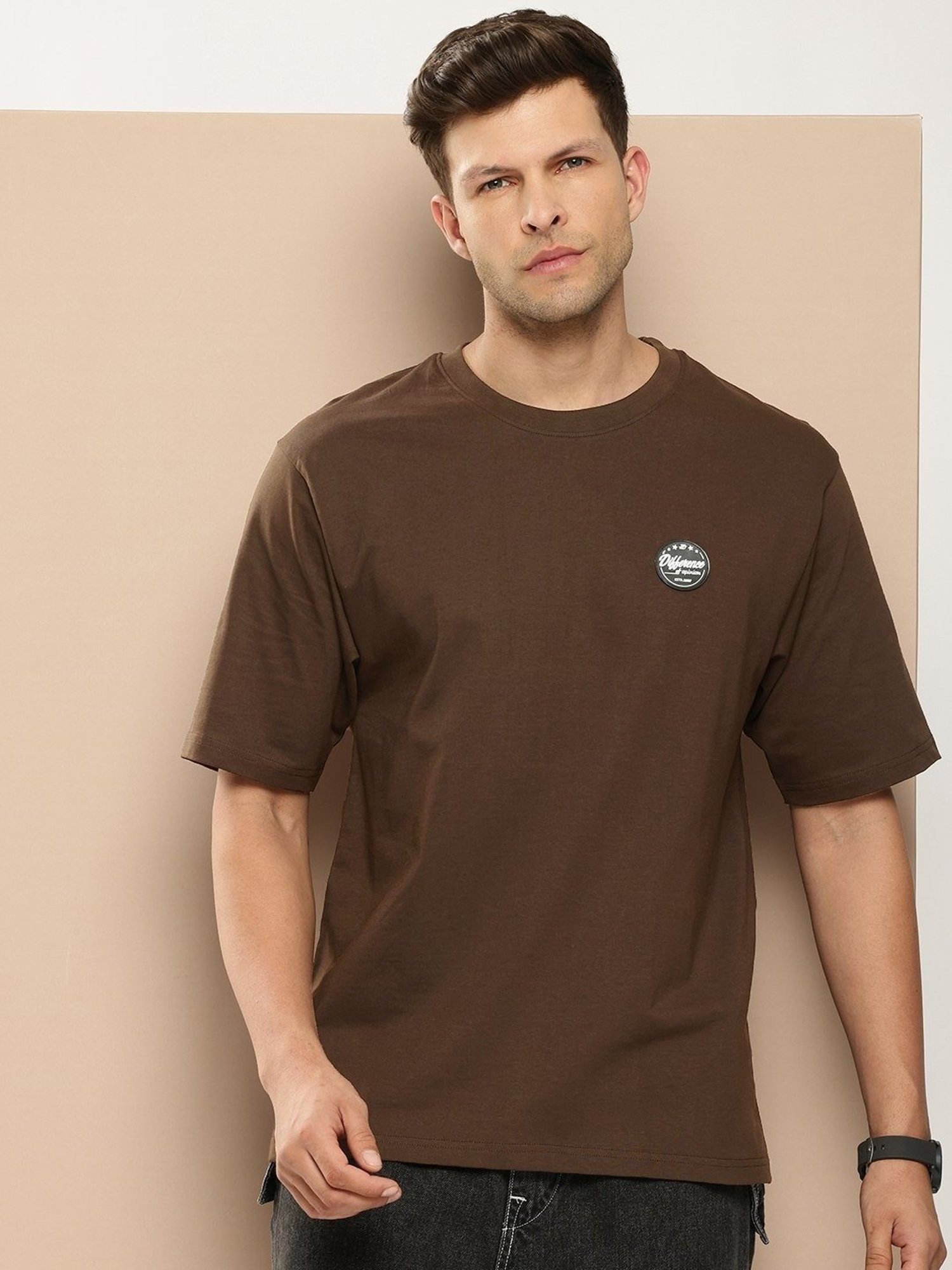 Difference Of Opinion Brown Loose Fit Printed T-Shirt
