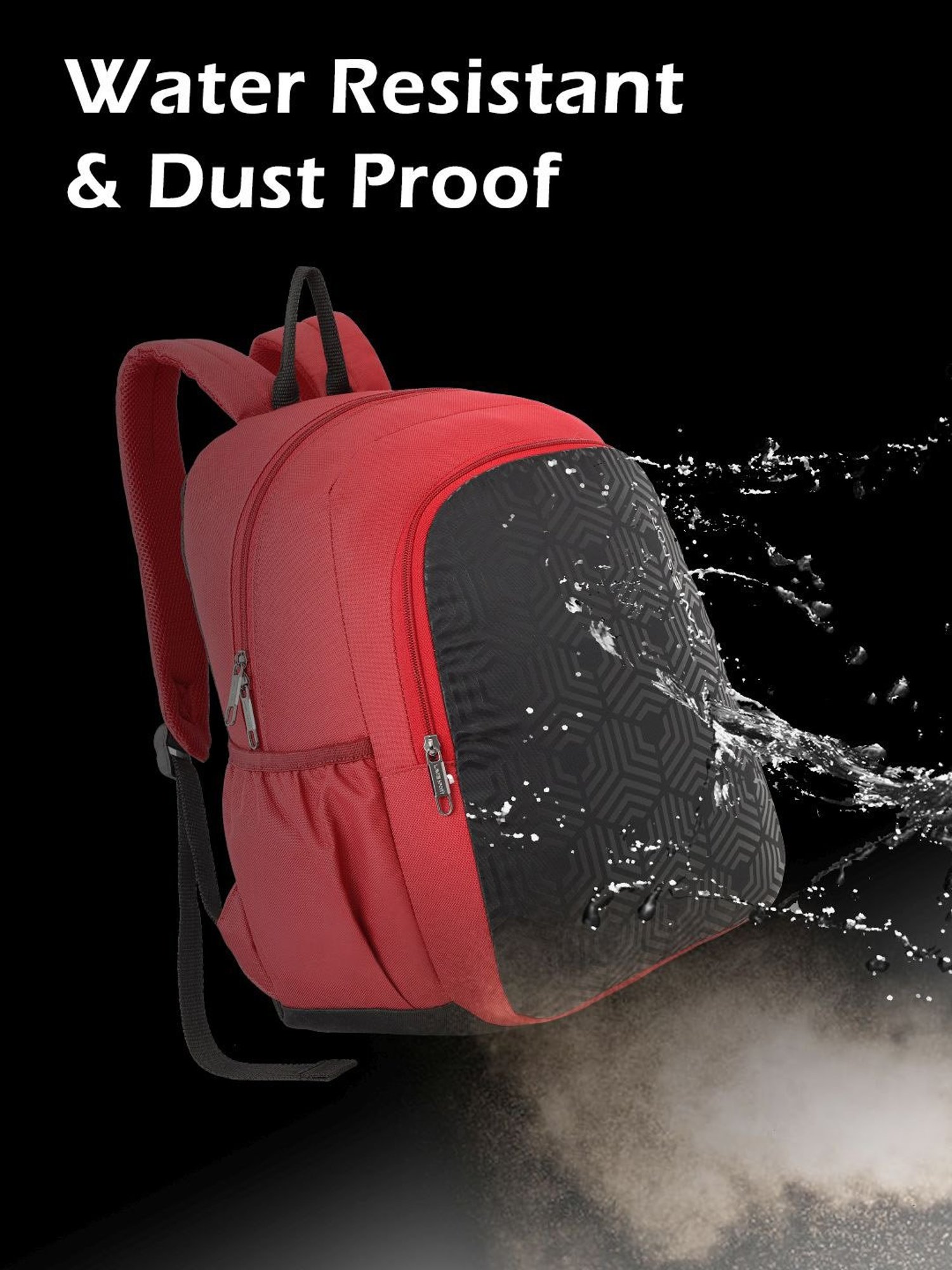 Lavie Sport Hexa 2C 18L Casual Dobby Daypack | School Bag For Boys & Girls (Red)