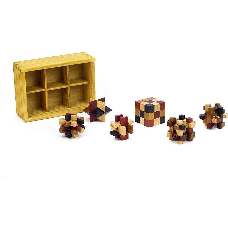 Professor Puzzle The Puzzle Chest 3D Wooden Brain Teasers 6 Piece Set