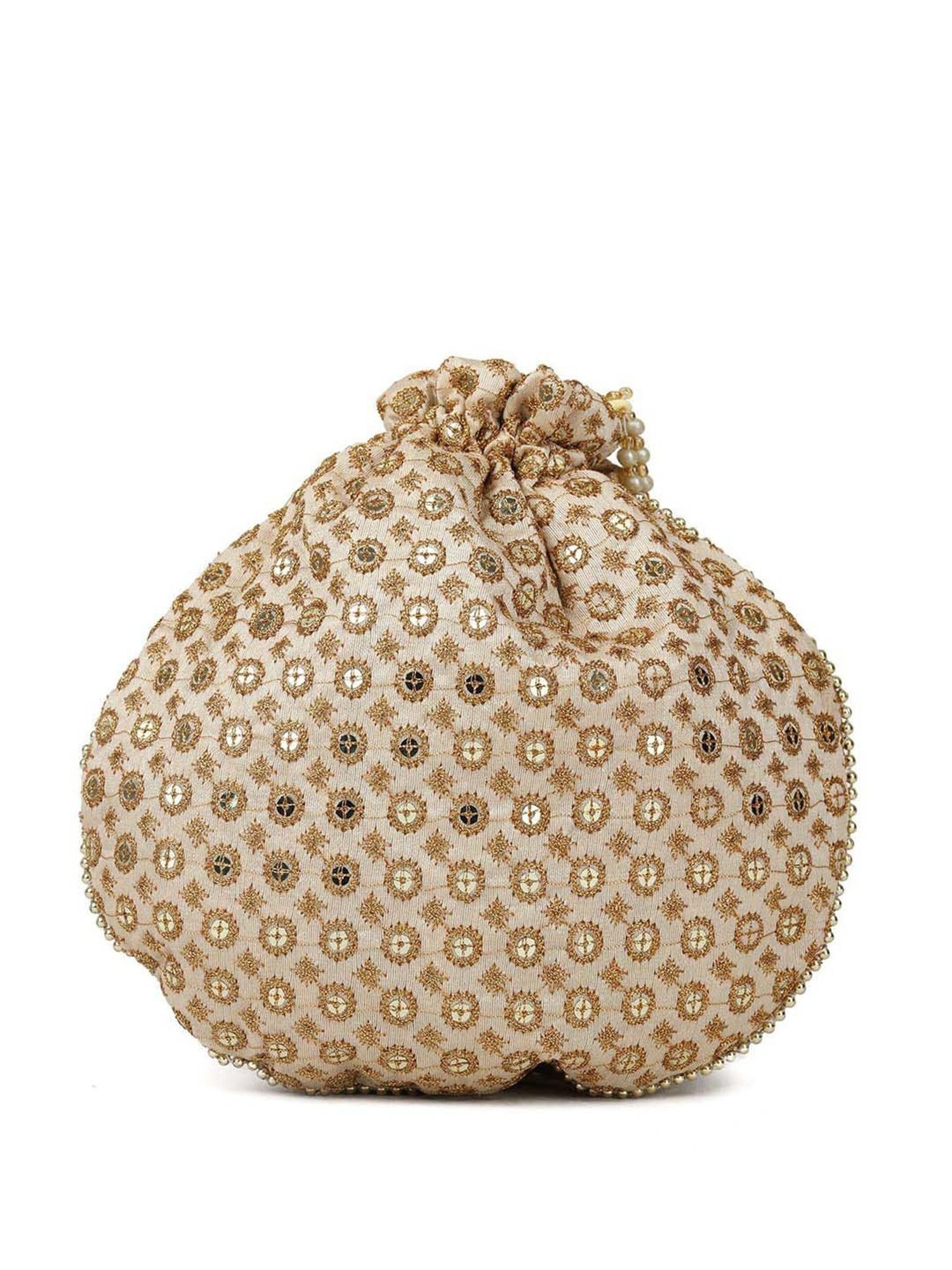 Gaurapakhi Beige Embroidered Potli