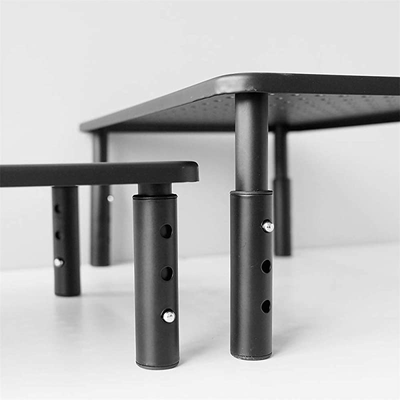 Metal Desk Dual Monitor Stand Riser, 3 Height Adjustable, 2 Packs