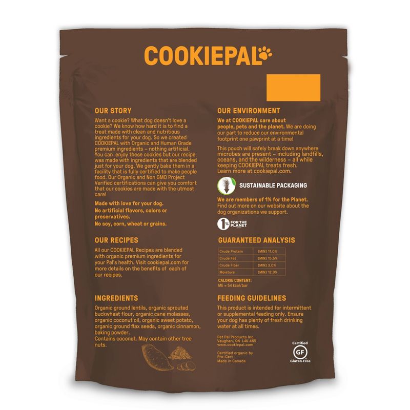 Cookie Pal Human Grade Organic Dog Treats Sweet Potato and Flaxseed Dog Treats - 10oz
