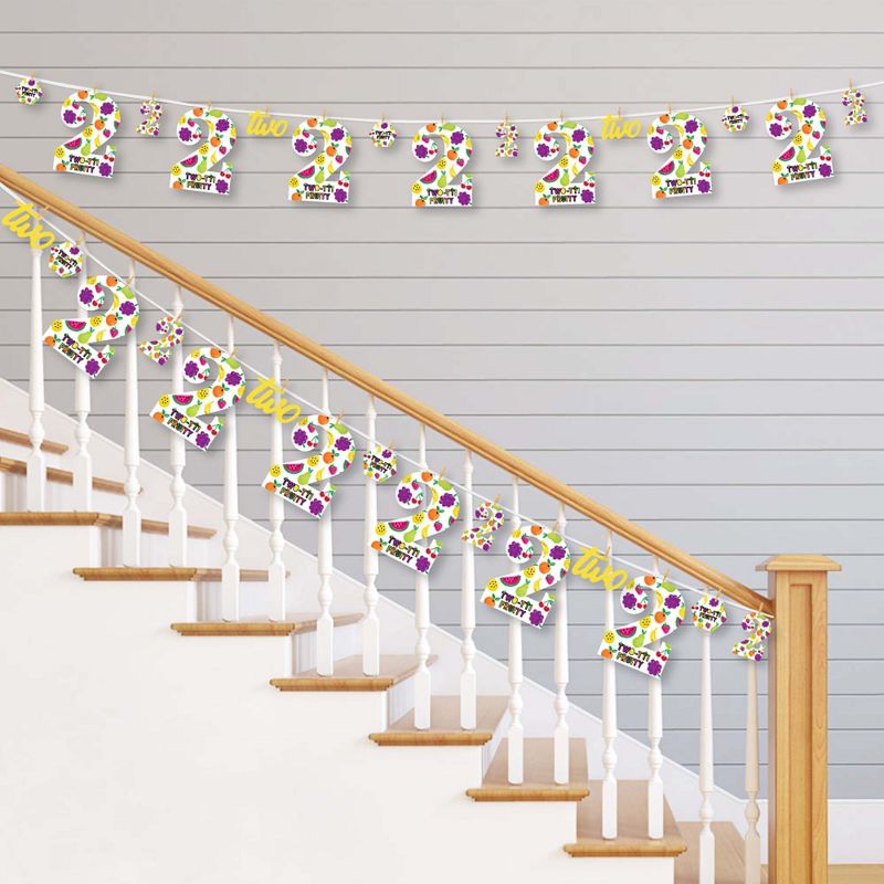 Big Dot of Happiness 2nd Birthday TWO-tti Fruity - Frutti Summer Second Birthday Party DIY Decorations - Clothespin Garland Banner - 44 Pieces