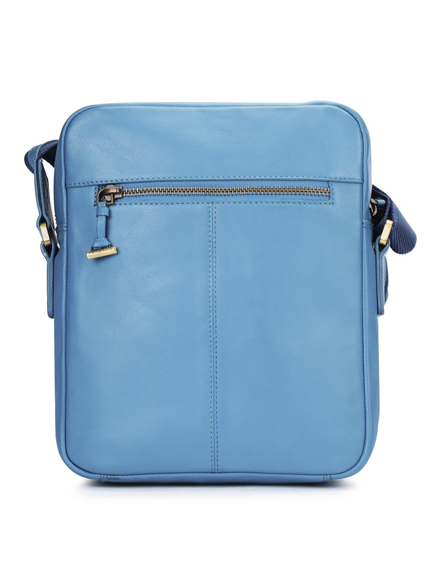 PERQUISITE MARK Blue Solid Medium Cross Body Bag