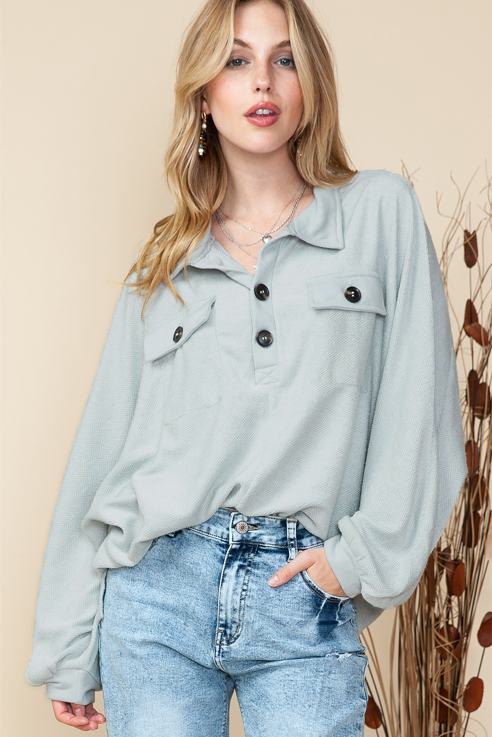 Pink Sequins Candy Cane Round Neck Sweatshirt