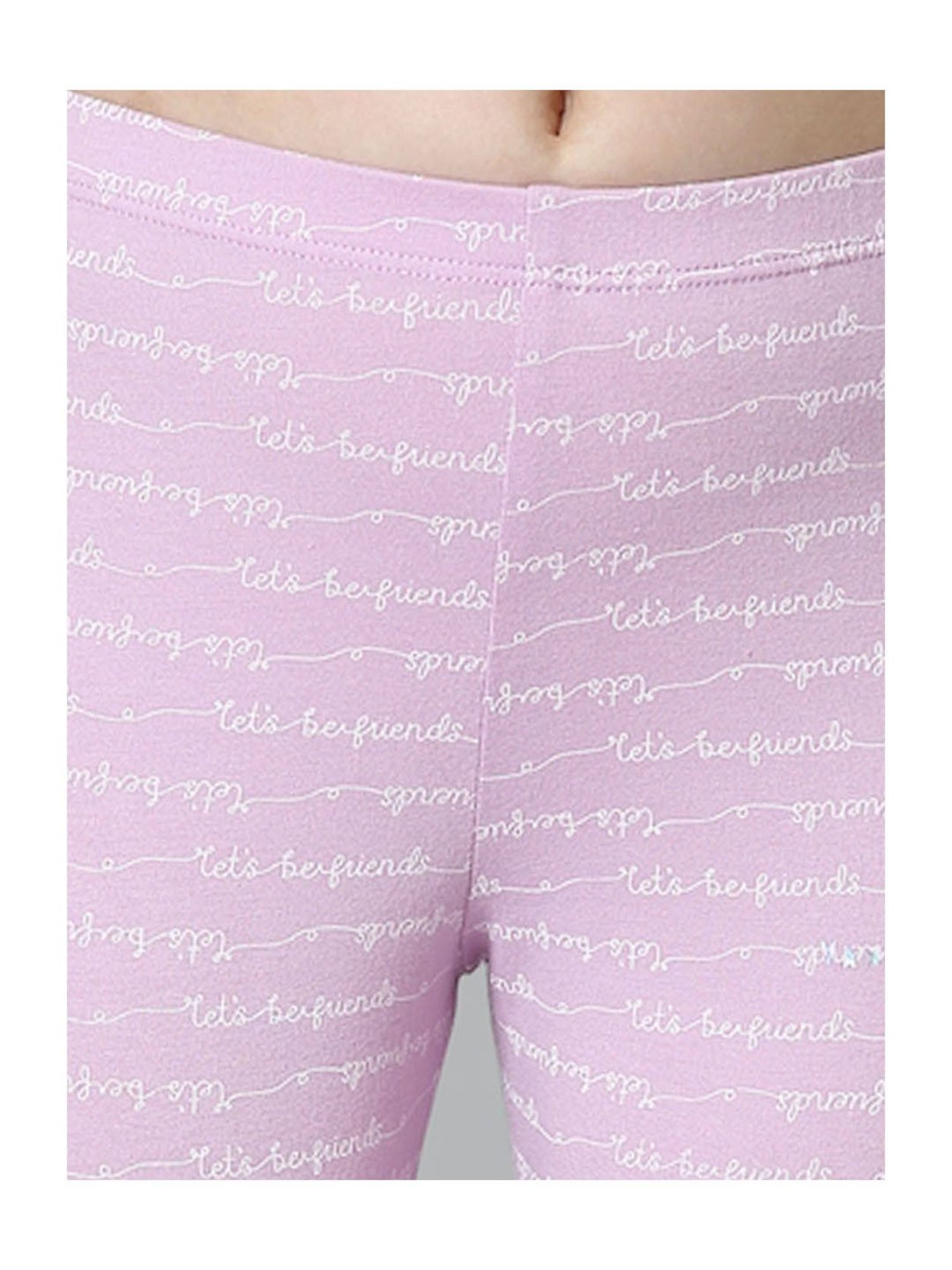 Pantaloons Junior Pink Cotton Embellished Leggings