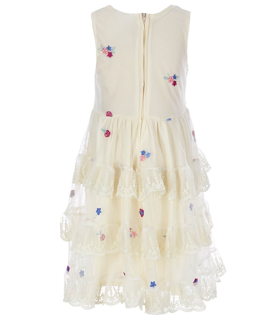 Laura Ashley Little Girls 2T-6X Seersucker/Strawberry-Print Mesh Fit-And-Flare Dress