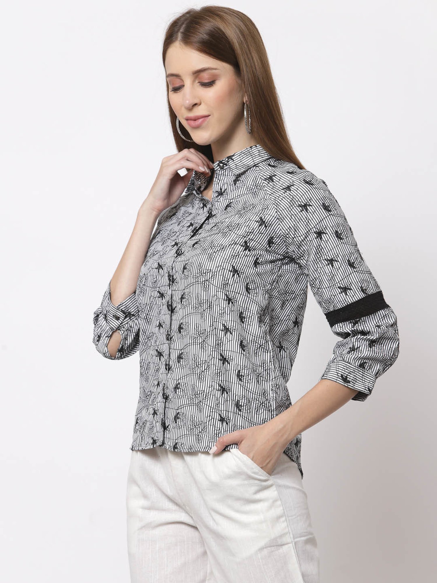 Juelle Black Printed Slim Fit Shirt