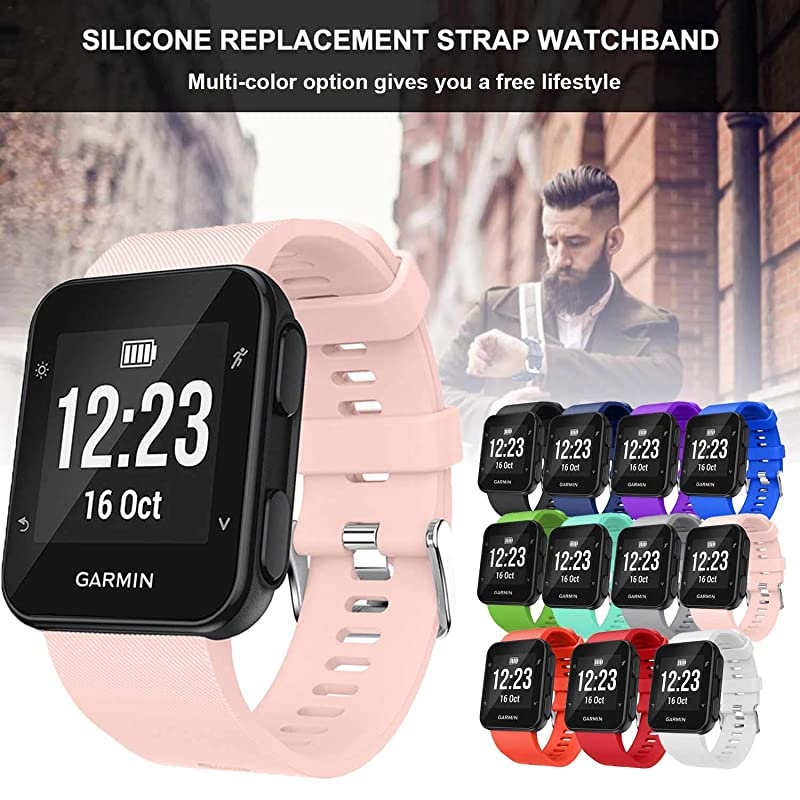 Band Compatible with Garmin Forerunner 35 Soft Silicone Replacement Watch Band Strap for Garmin Forerunner 35 Smart Watch Fit 511905 Inch 130230 mm Wrist Pink
