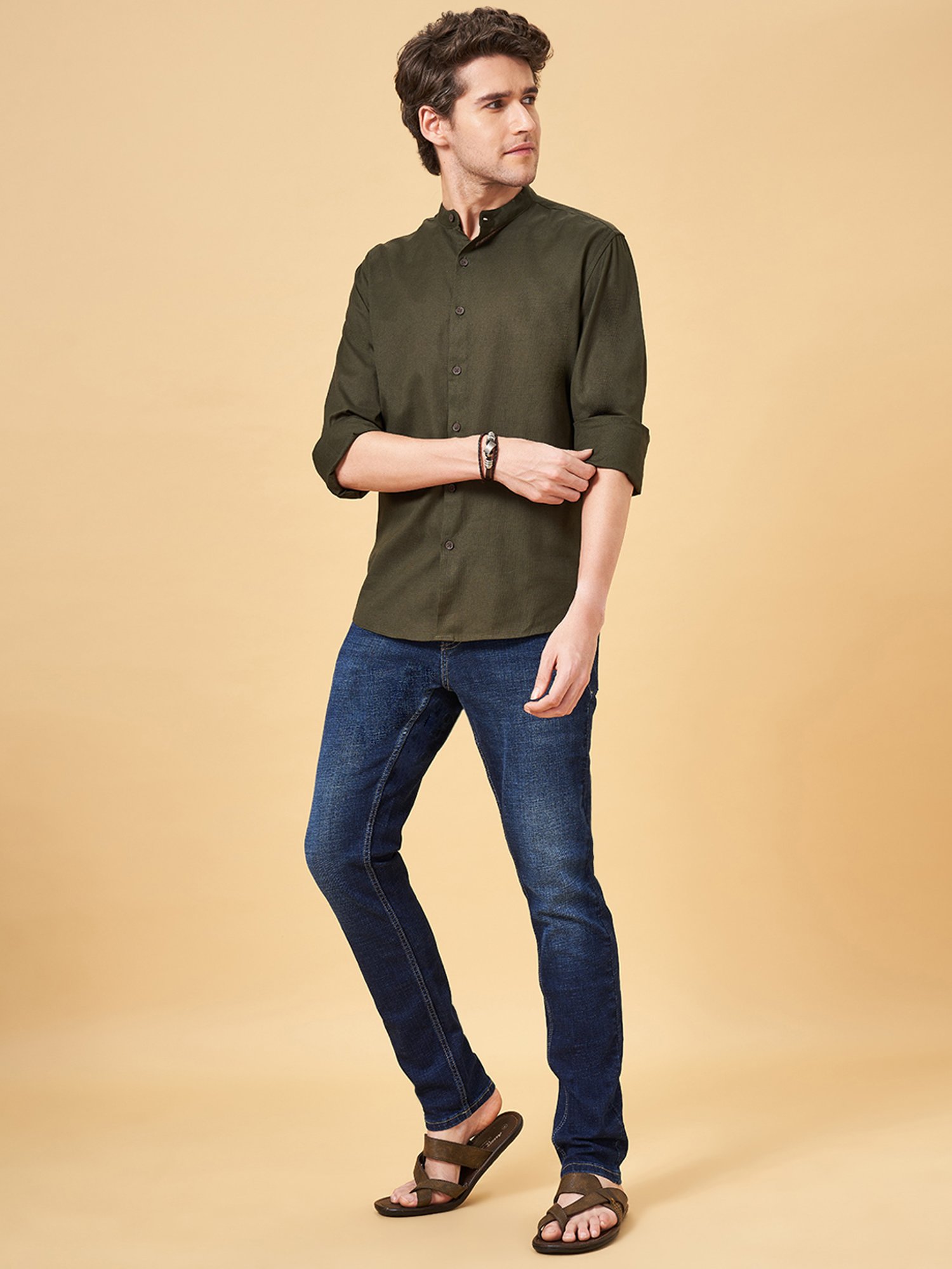Indus Route by Pantaloons Green Regular Fit Shirt