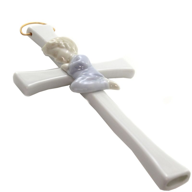 Religious 7.75" Praying Boy On Cross Religious Baptism Wall Decor  -  Decorative Figurines