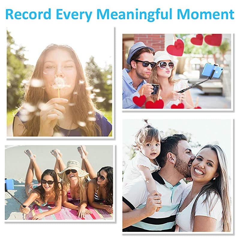 Selfie Stick Bluetooth, Lightweight Aluminum Phone Selfie Sticks, Extendable Monopod Compact Design, Compatible with iPhone 11 Pro Max/11 Pro/11, Galaxy S20 More