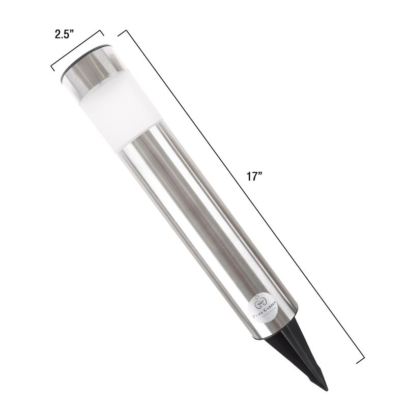 Solar Outdoor LED Light Path Walkway Lights - Silver - Pure Garden