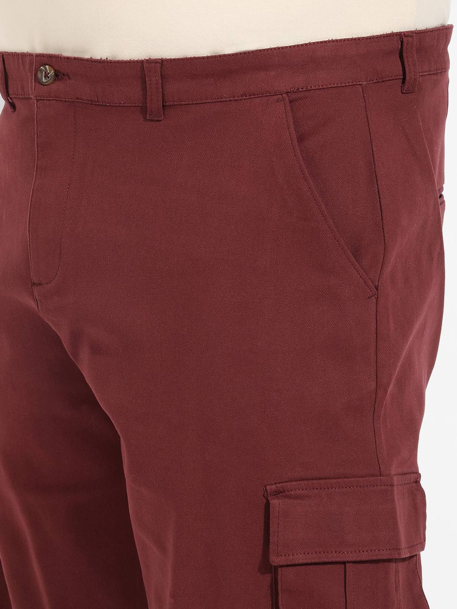 Instafab Plus Maroon Regular fit Plus Size Cargo Shorts