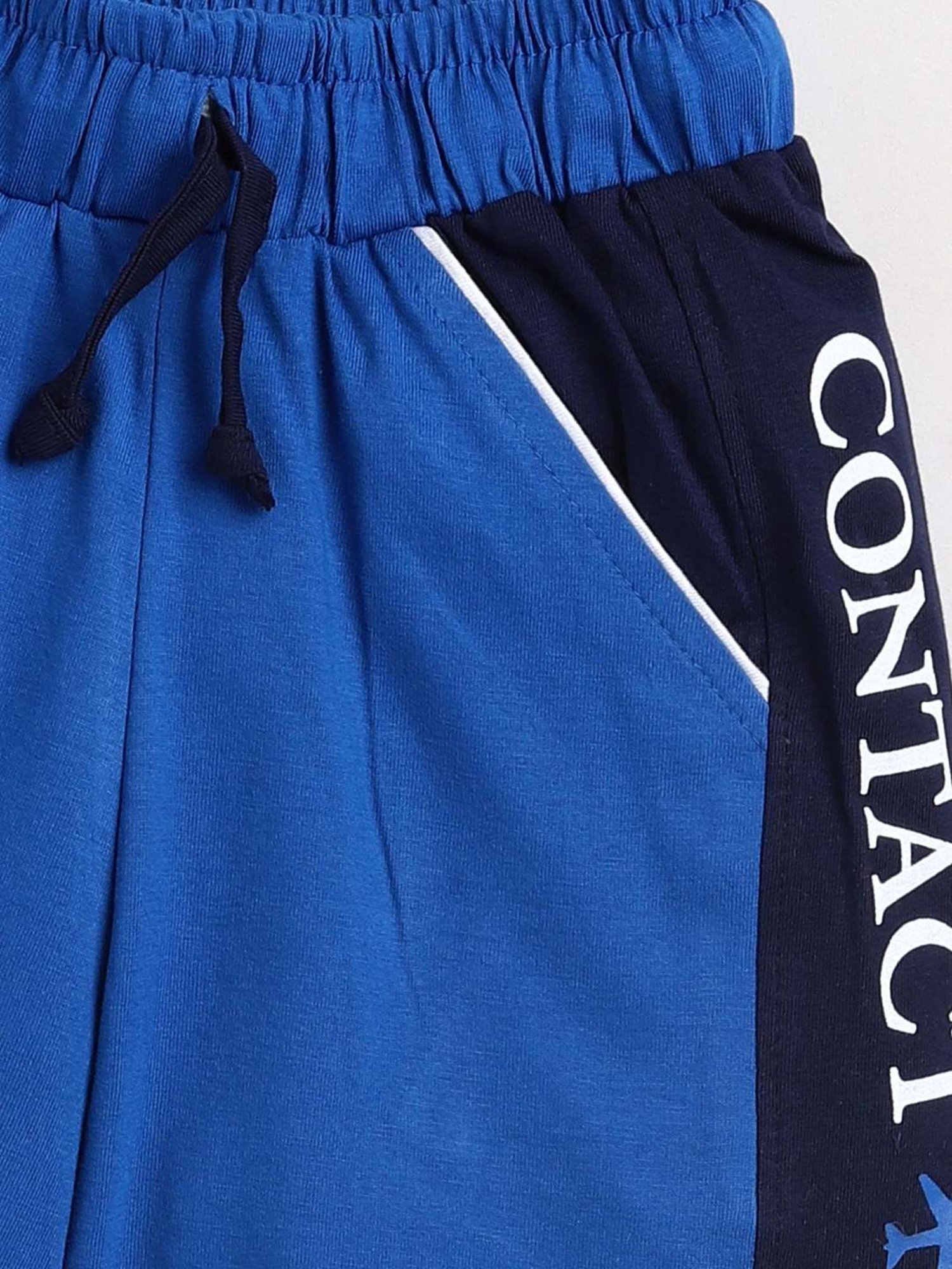 Todd N Teen Kids Blue & White Cotton Printed Bermunda