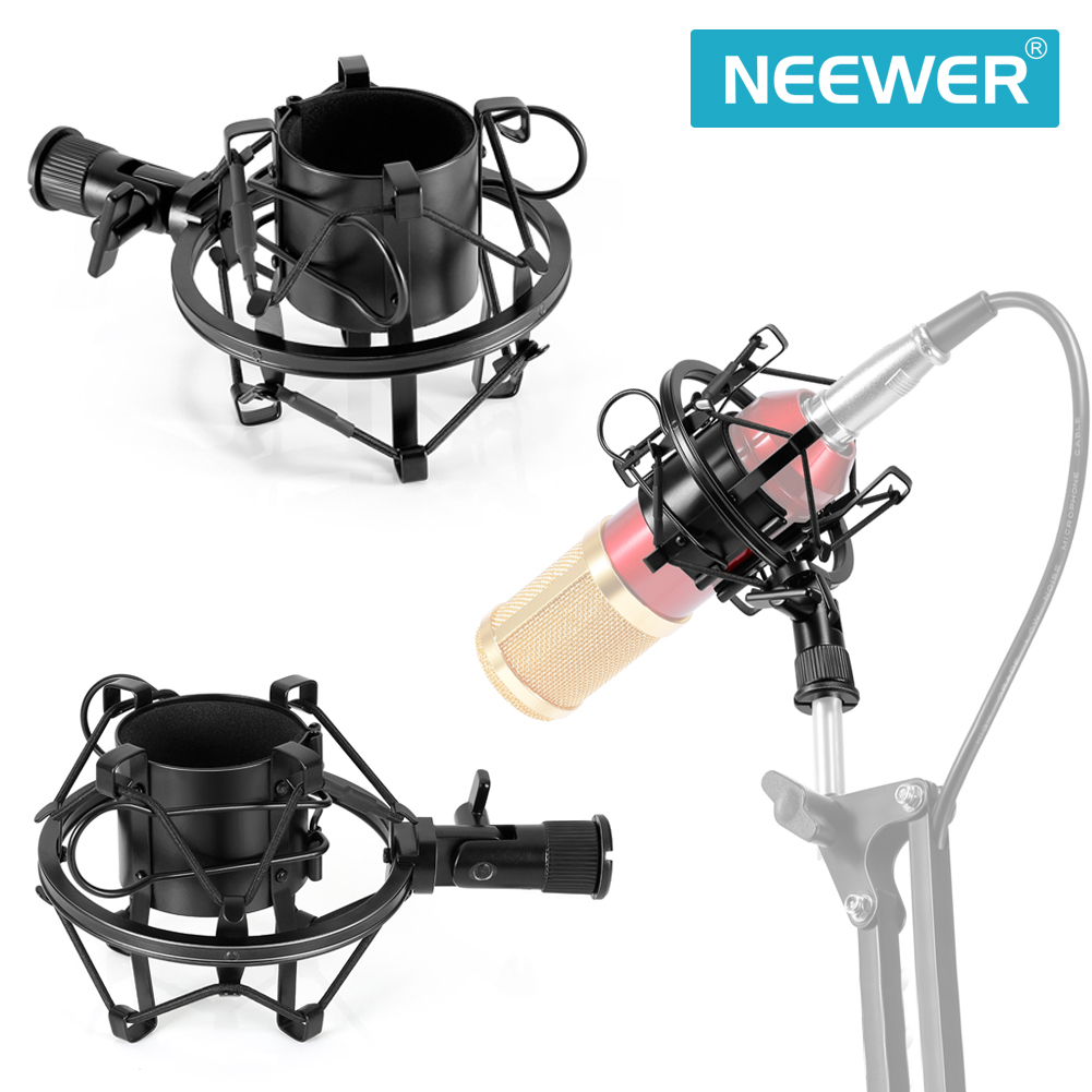 Neewer 4 Pack Black Microphone Shock Mounts Anti Vibration Suspension High Isolation for Studio Condenser Mic, Ideal for Radio Broadcasting Studio, Voice-over Sound Studio and Recording