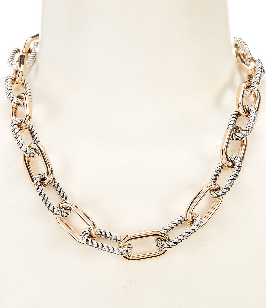 Two-Tone Rope Oval Collar Necklace