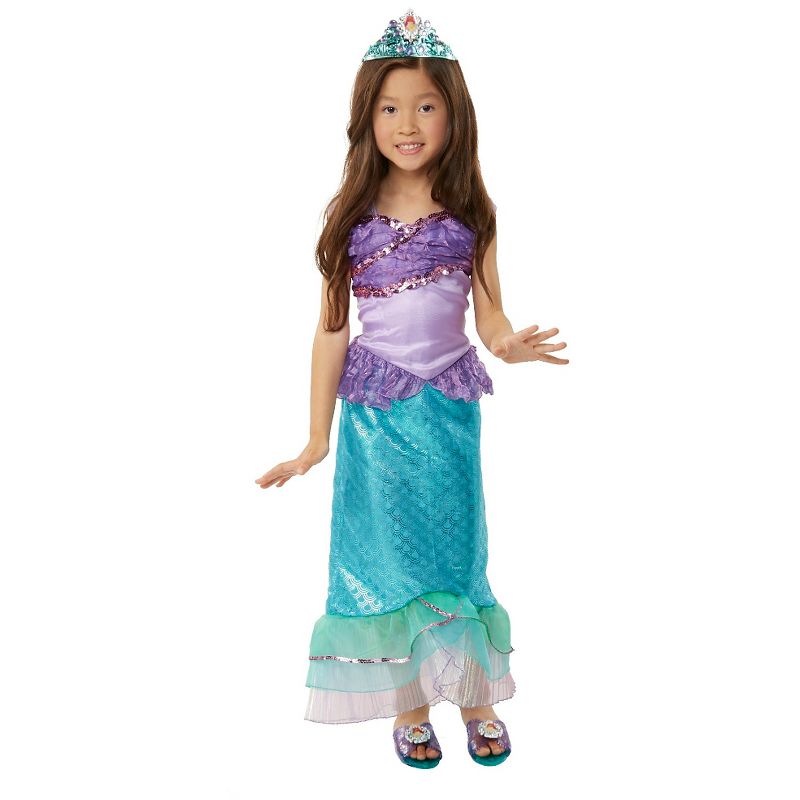 Little Adventures Girls' Princess Gloves White with Diva Crown Silver