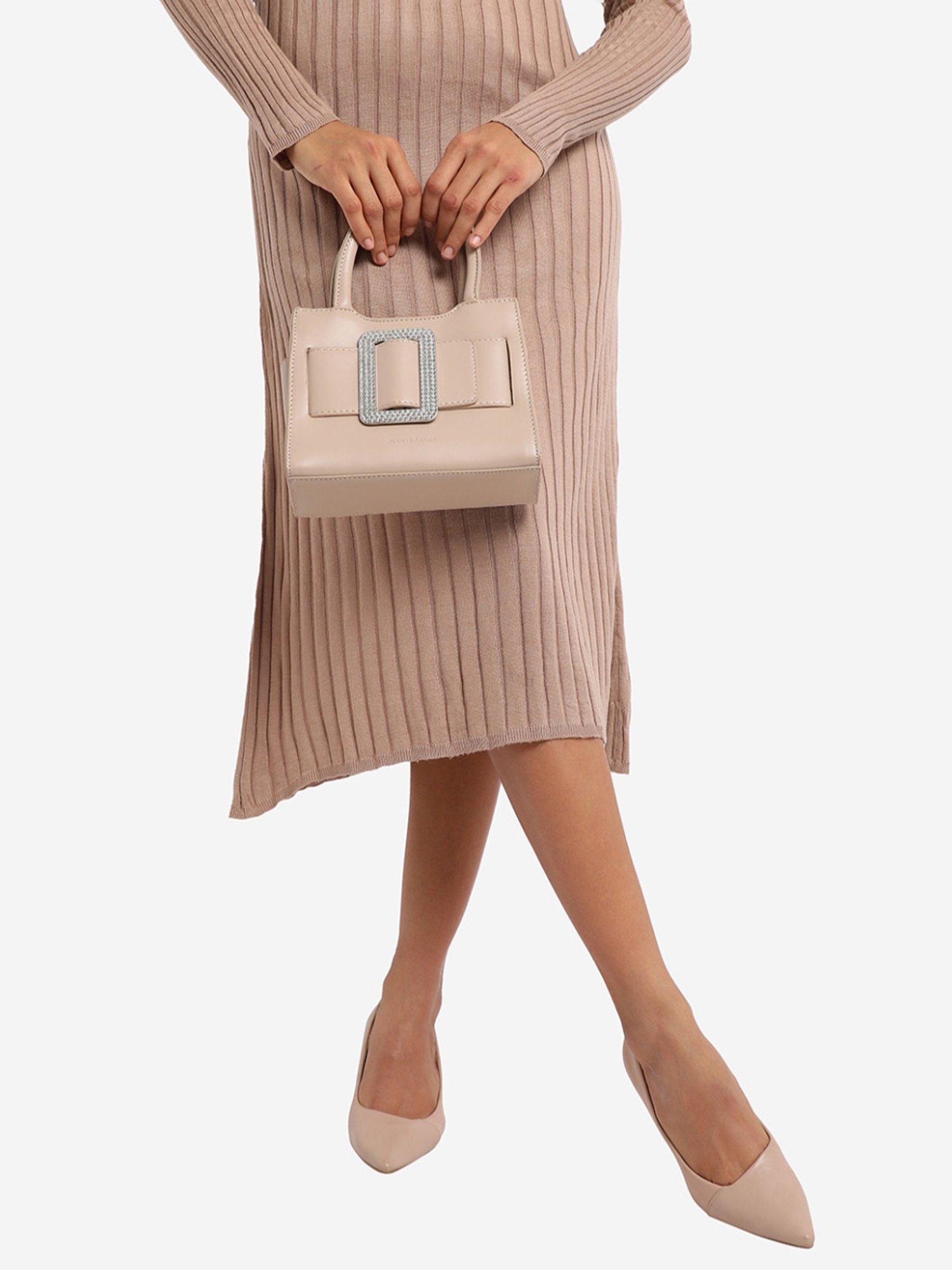 HauteSauce Beige Medium Leather Mini Handbag
