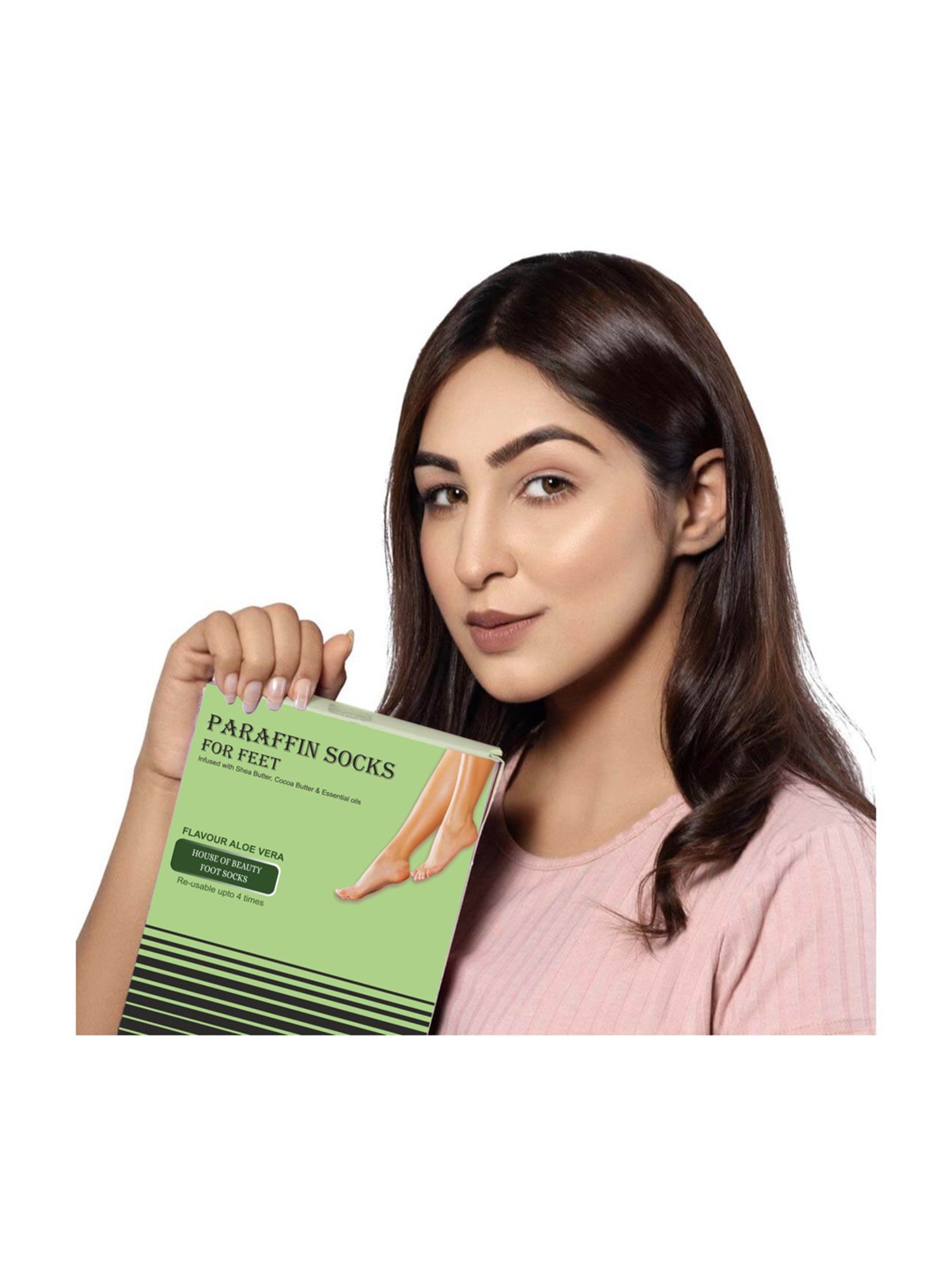 House of Beauty 4 Times Reusable Aloe Vera Paraffin Foot Socks - 1 Pair - 235 gm