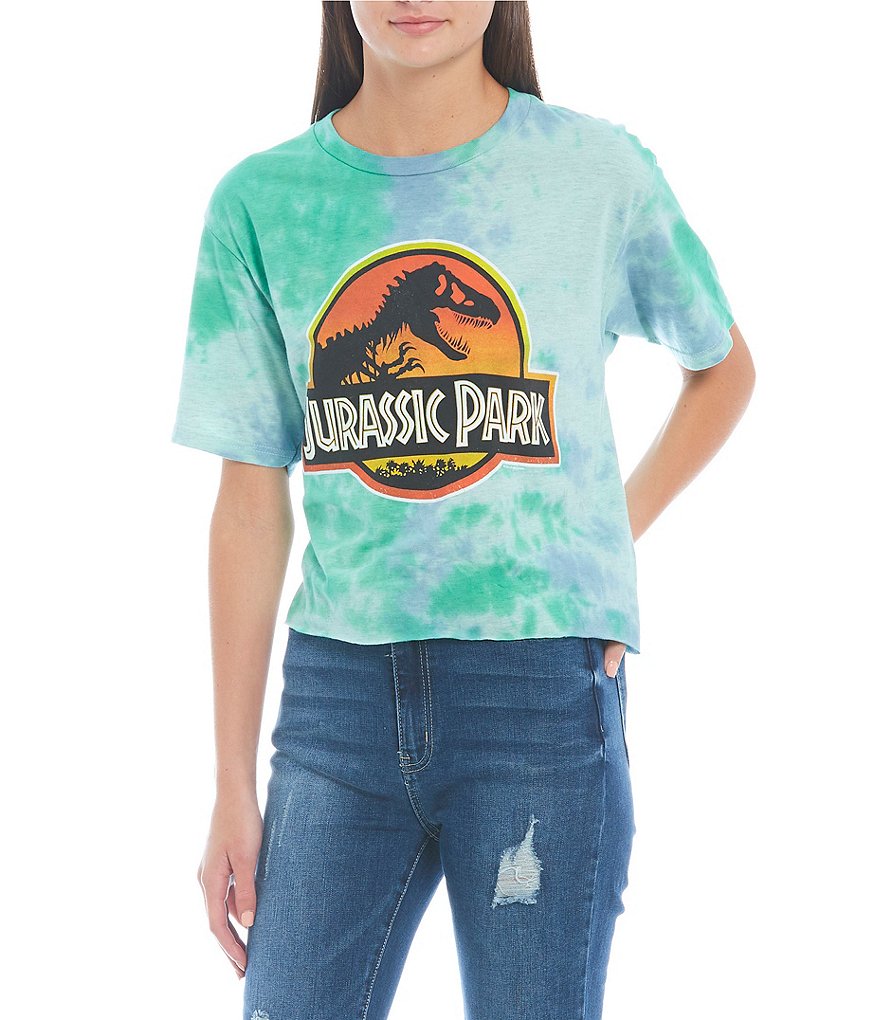 Junk Food Jurassic Park Tie Dye Short Sleeve Cropped Top