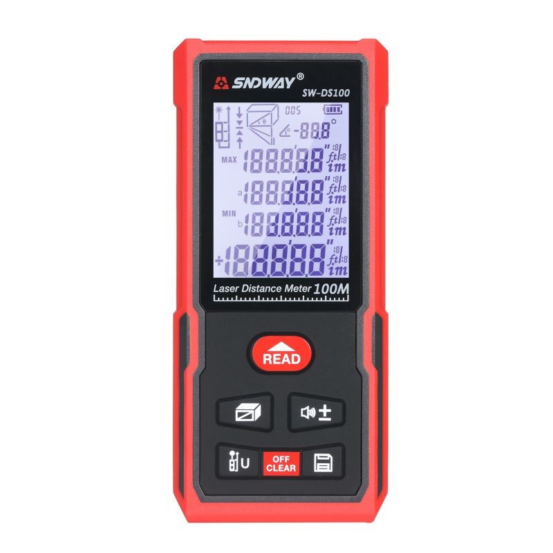 SNDWAY 100M Portable Laser Distance Meter Handheld Digital Laser Rangefinder Intelligent High Precision Infrared Electronic Ruler Laser Ruler Distance Measuring Instrument