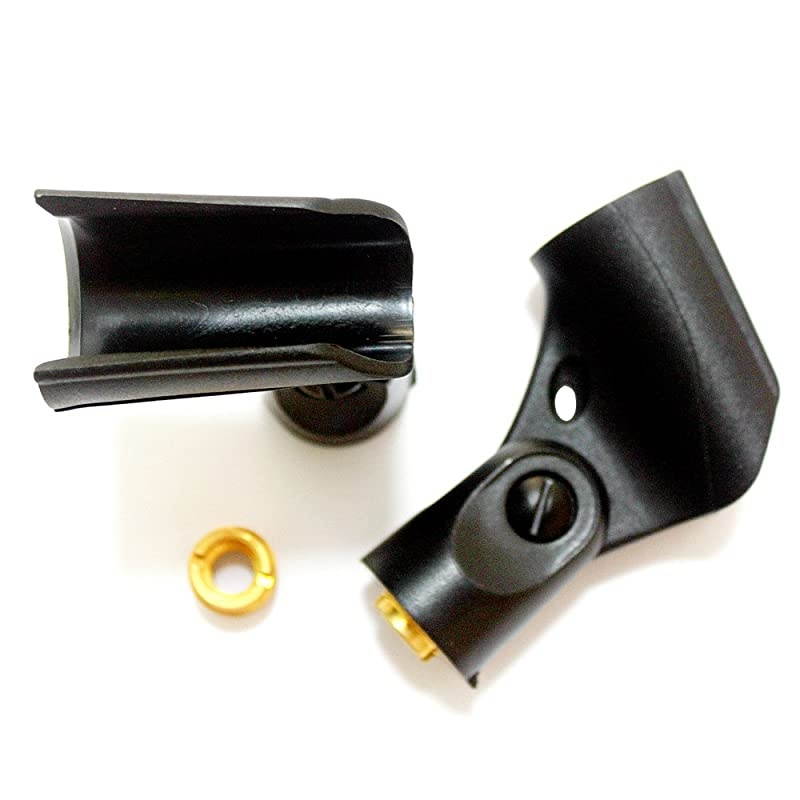 Stands Black Universal Microphone Clip Holder 2-pack with 5/8" Male to 3/8" Female Nut Adapters Shure Type Clip for Handhold Microphone Such As Sm57 Sm58 Sm86 Sm87 Mic Clip for All Handheld Transmitt