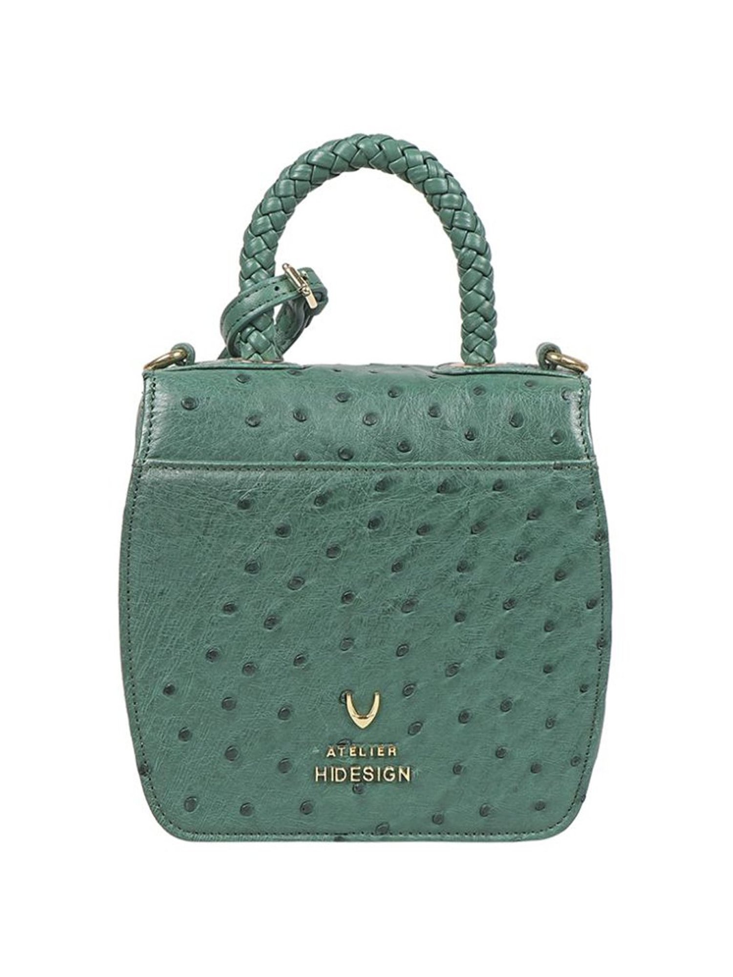 Hidesign Atelier Eda 04 Ostrich Green Textured Medium Handbag