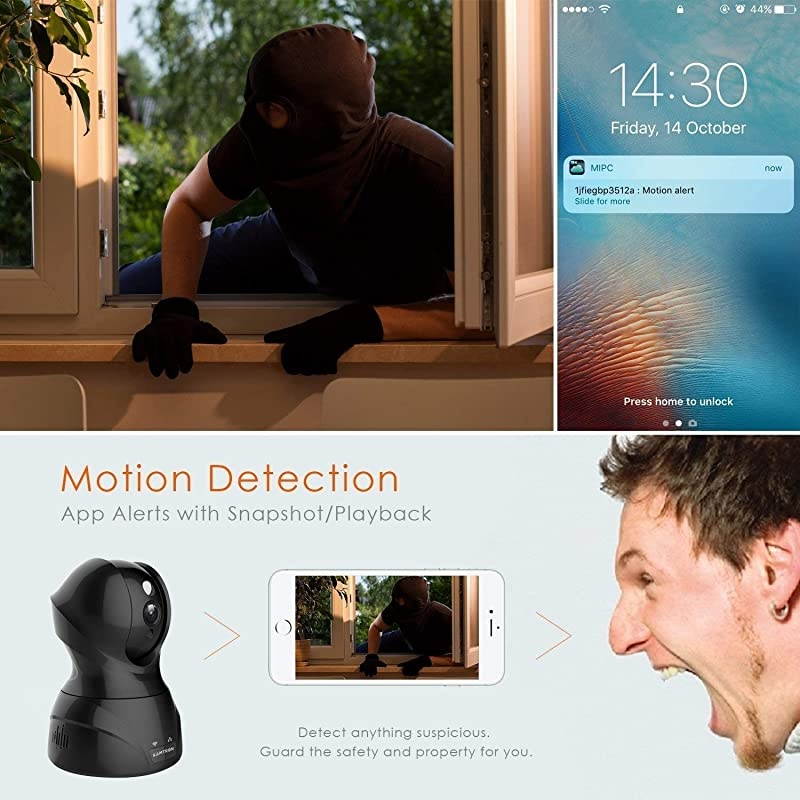 Wireless Security Camera with Twoway Audio  1080P HD WiFi Security Surveillance IP Camera Home Baby Monitor with Motion Detection Night Vision Black