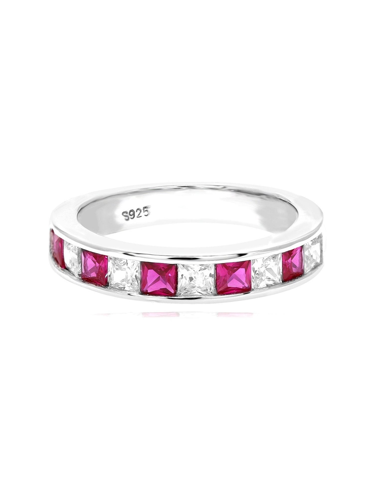 Curio Cottage 925 Silver Royal Pink Crystal Ring