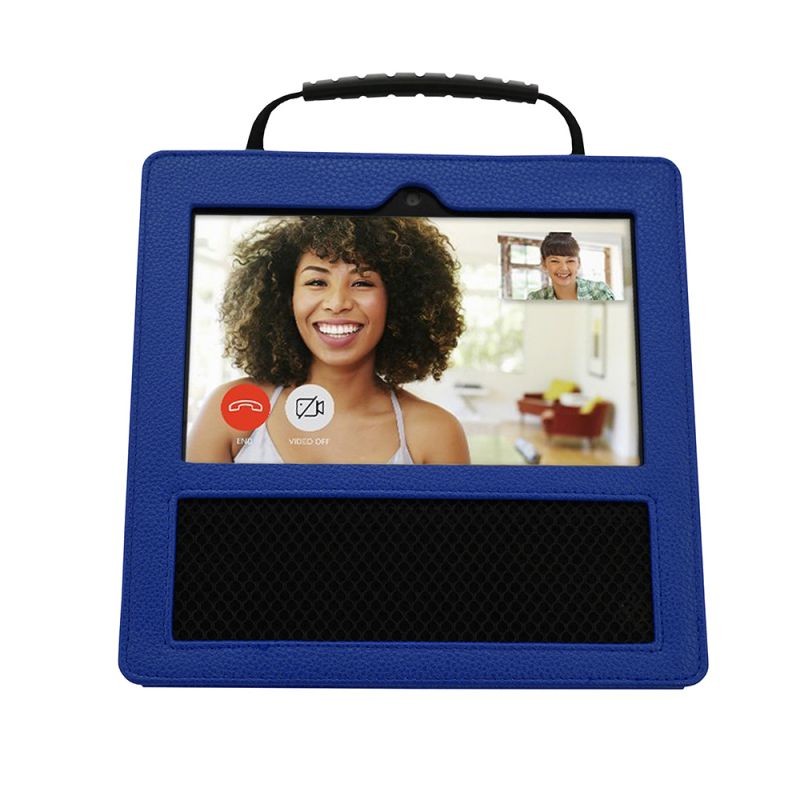 High-quality Leather Case Lightweight Protection Cover Soft Protector with Glass Screen Protector Wipes Handle Mesh Blank Design for Amazon Echo Show Smart Speaker