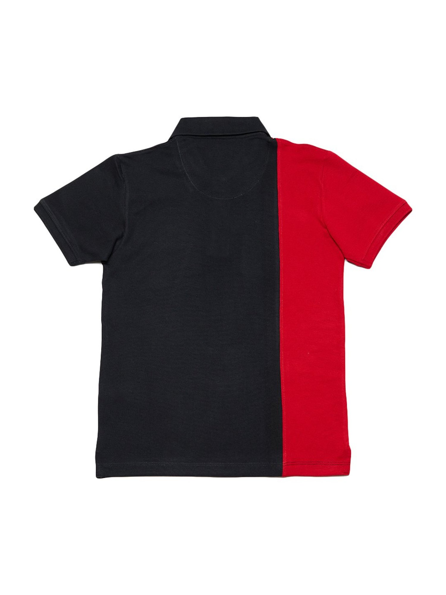 Octave Kids Navy Cotton Color Block Pattern Polo T-Shirt