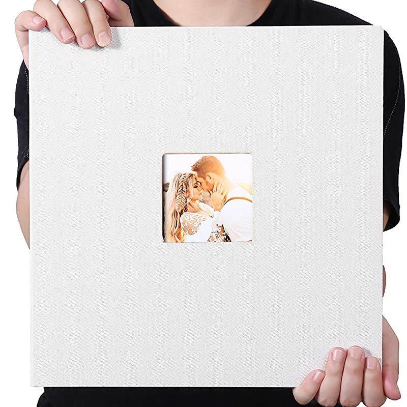 Self Adhesive Photo Album 3x5 4x6 5x7 8.5x11 Magnetic Scrapbook Album Hardcover DIY Photo Album Length 13 x Width 12.8 (Inches) with A Metallic Pen