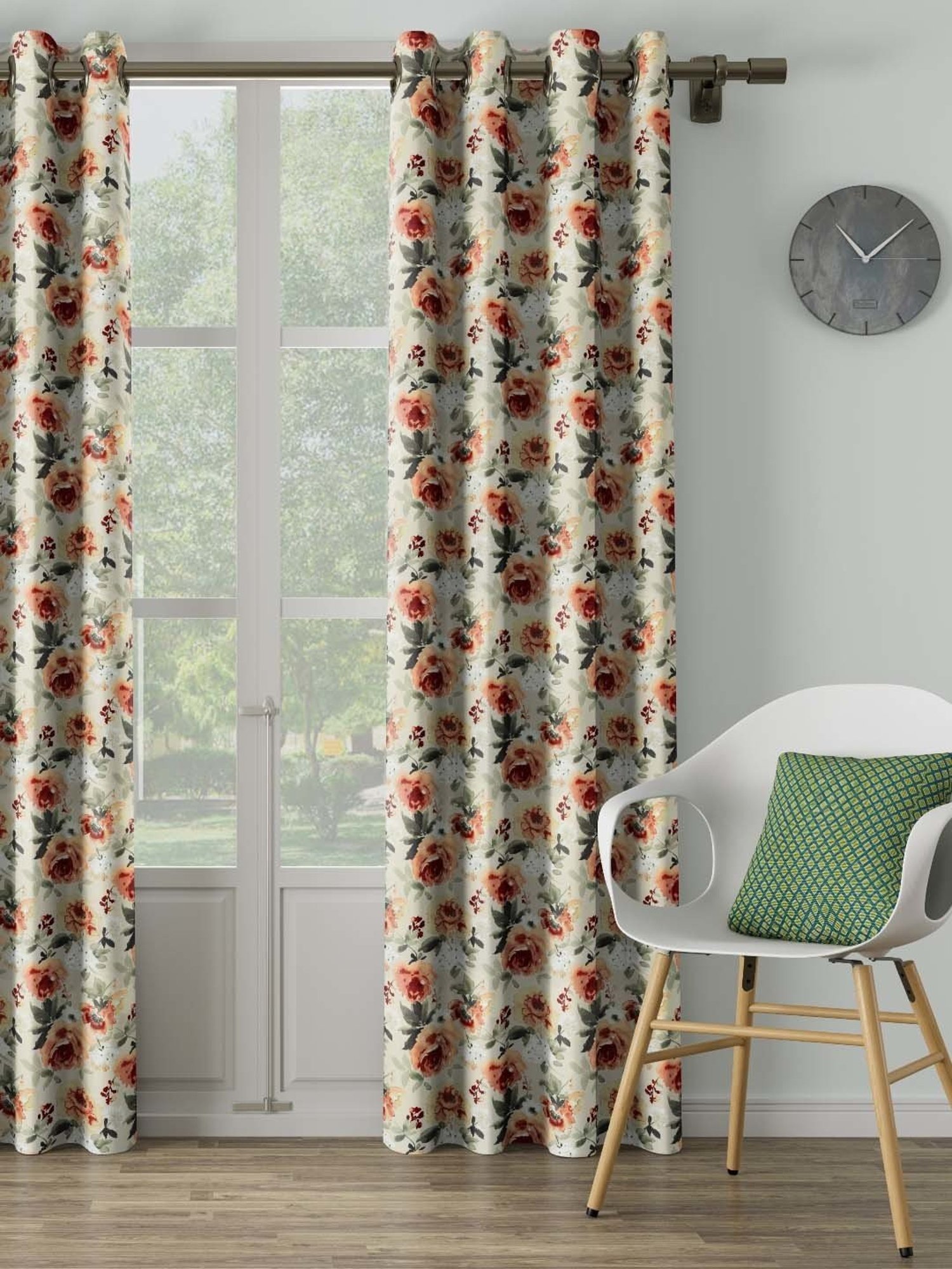 DDECOR Live Beautiful Orange Polyester 9 ft Long Door Curtain