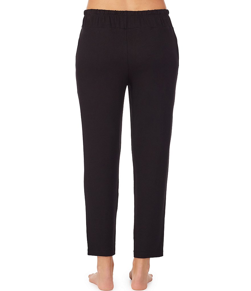 Donna Karan Solid Marled Knit Cropped Drawstring Sleep Pants