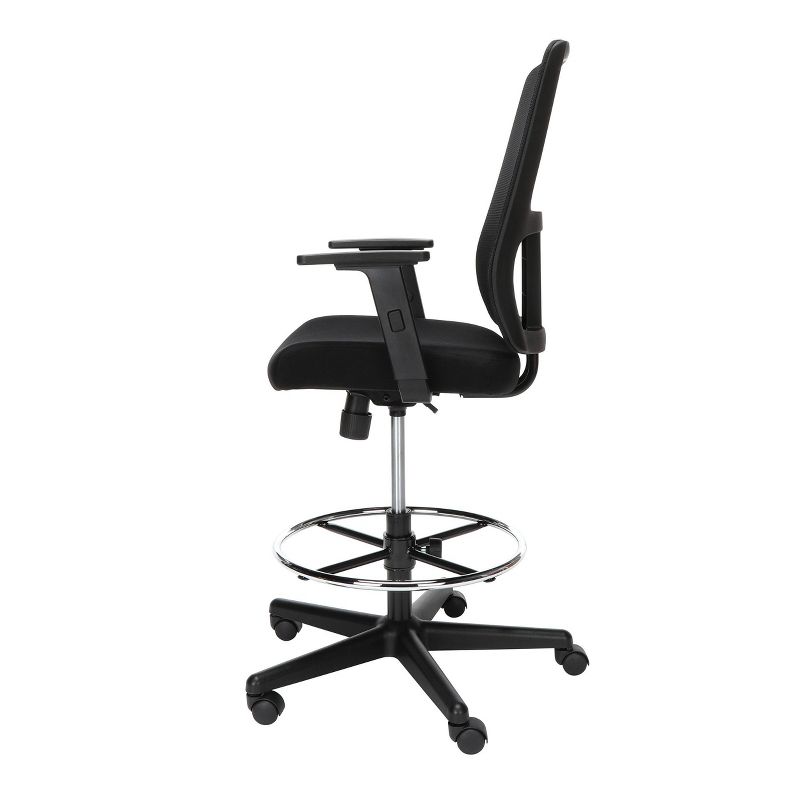 Essentials Mid Back Mesh Drafting Stool with Lumbar Support Black - OFM