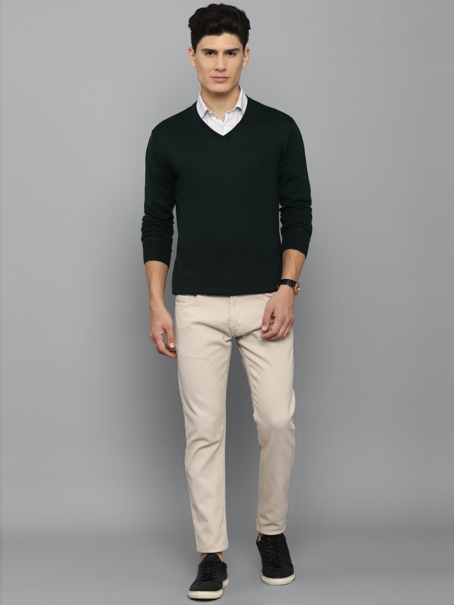 Allen Solly Green Regular Fit Sweater