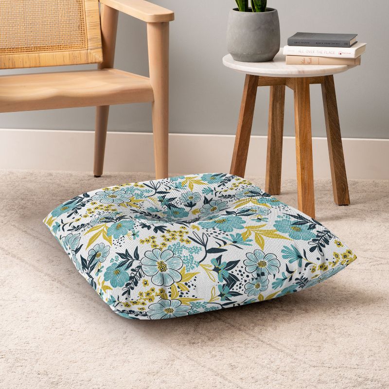 Heather Dutton Harper Dusk Blue Square Floor Pillow - Deny Designs