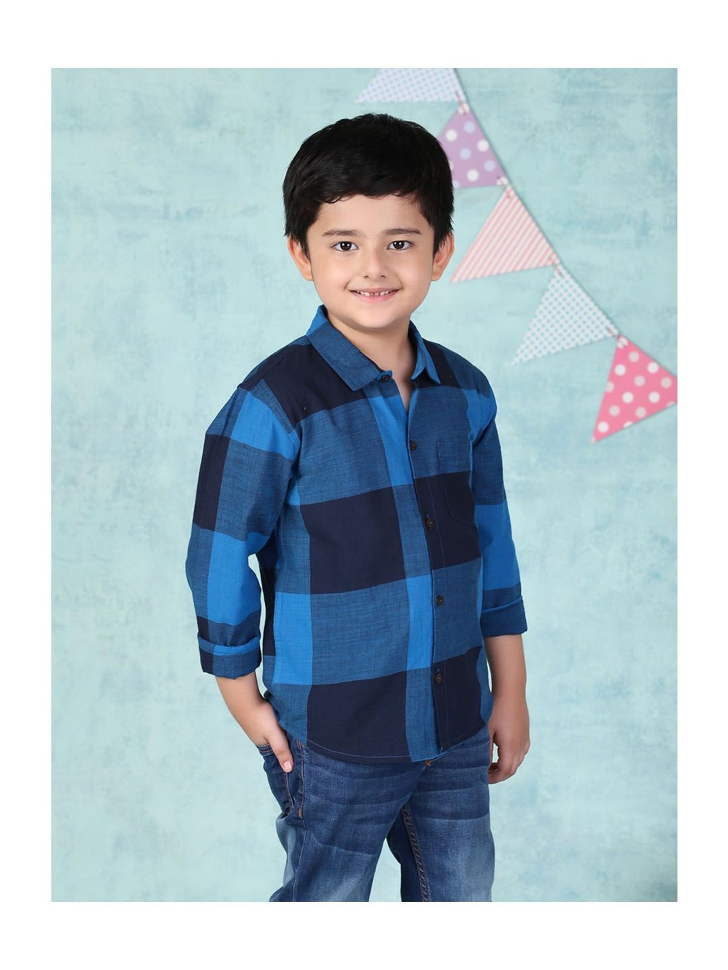 Fabindia Kids Blue Checks Shirt