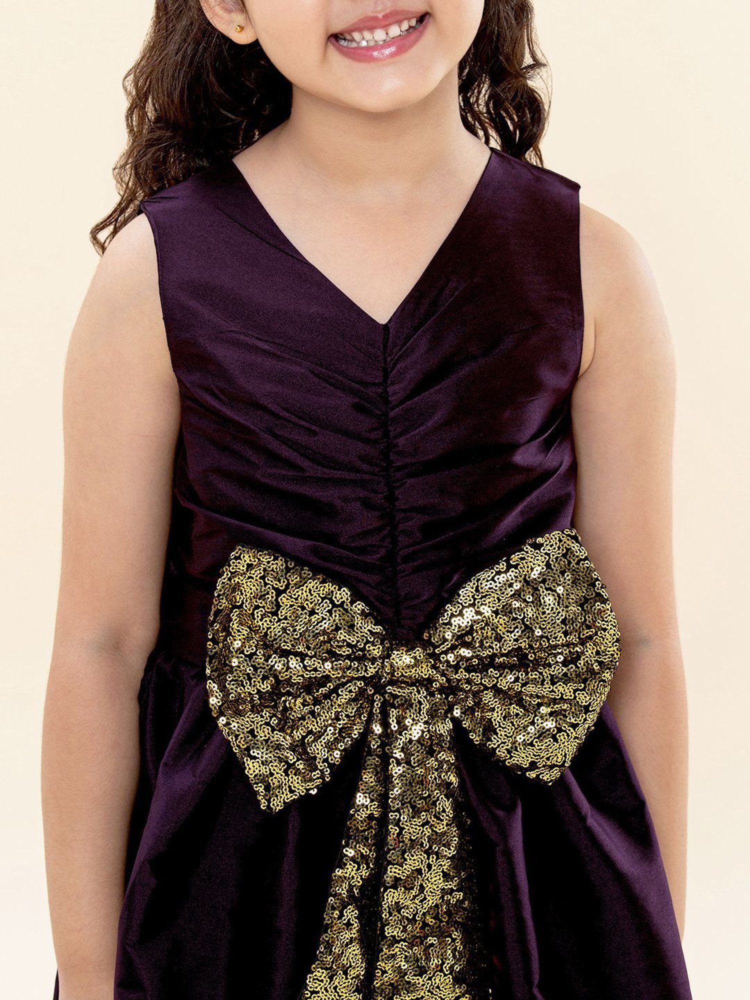 A.T.U.N. Kids Wine & Golden Sequence Dress