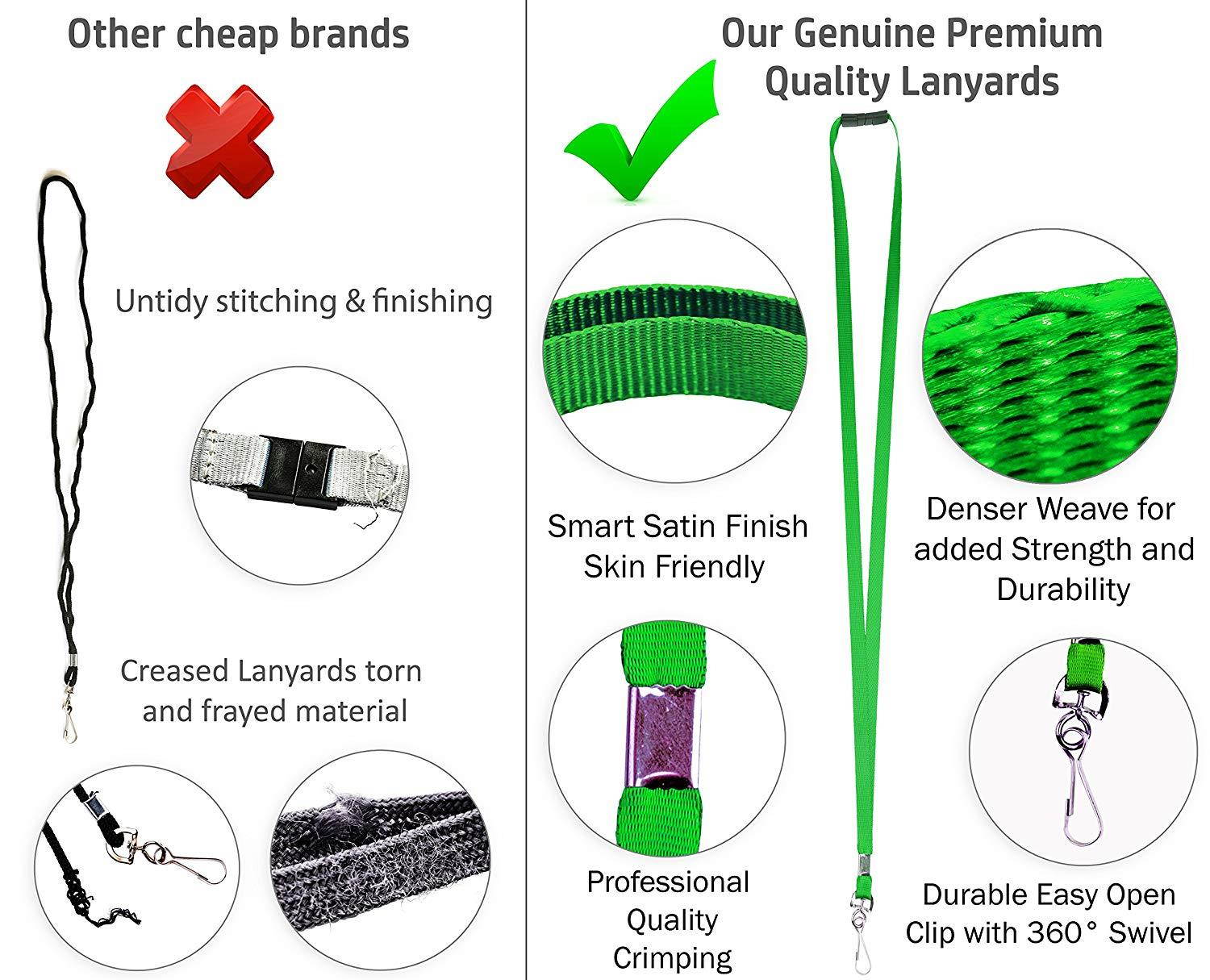 Durably Woven Lanyards with Safety Breakaway ~Premium Quality, Smoothly Finished for Skin-Friendly Comfort~ for Moms, Teachers, Tours, Events, Cruises & More (25 Pack, Green) by Stationery King