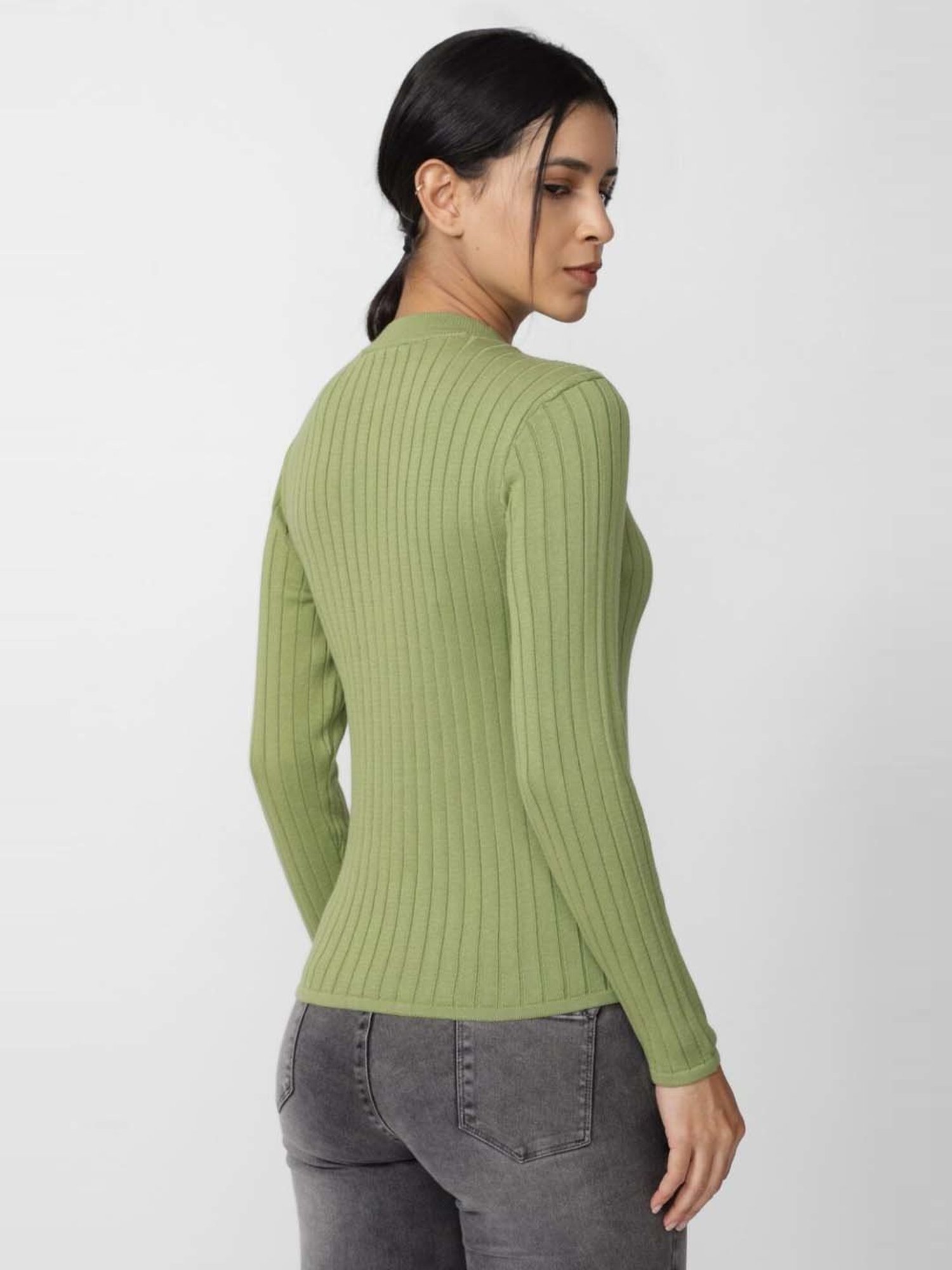 Van Heusen Green Cotton Striped Top