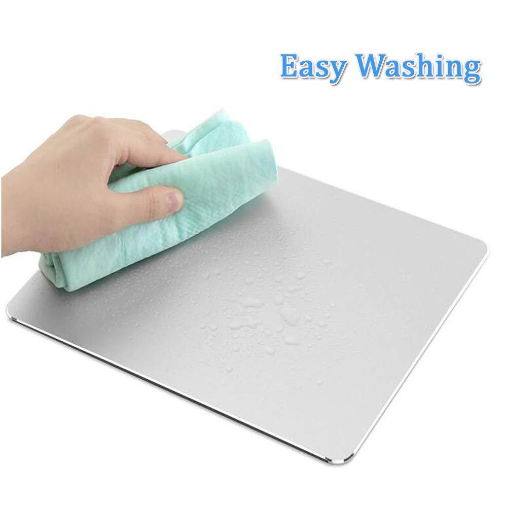 Premium Silver Metal Aluminum Mouse Pad Mat, Double Face Sand Blasting Aluminium Surface/Non-Slip Rubber Base, Fast Accurate Control for Home, Office, Travel(9.05X7.08 inch)