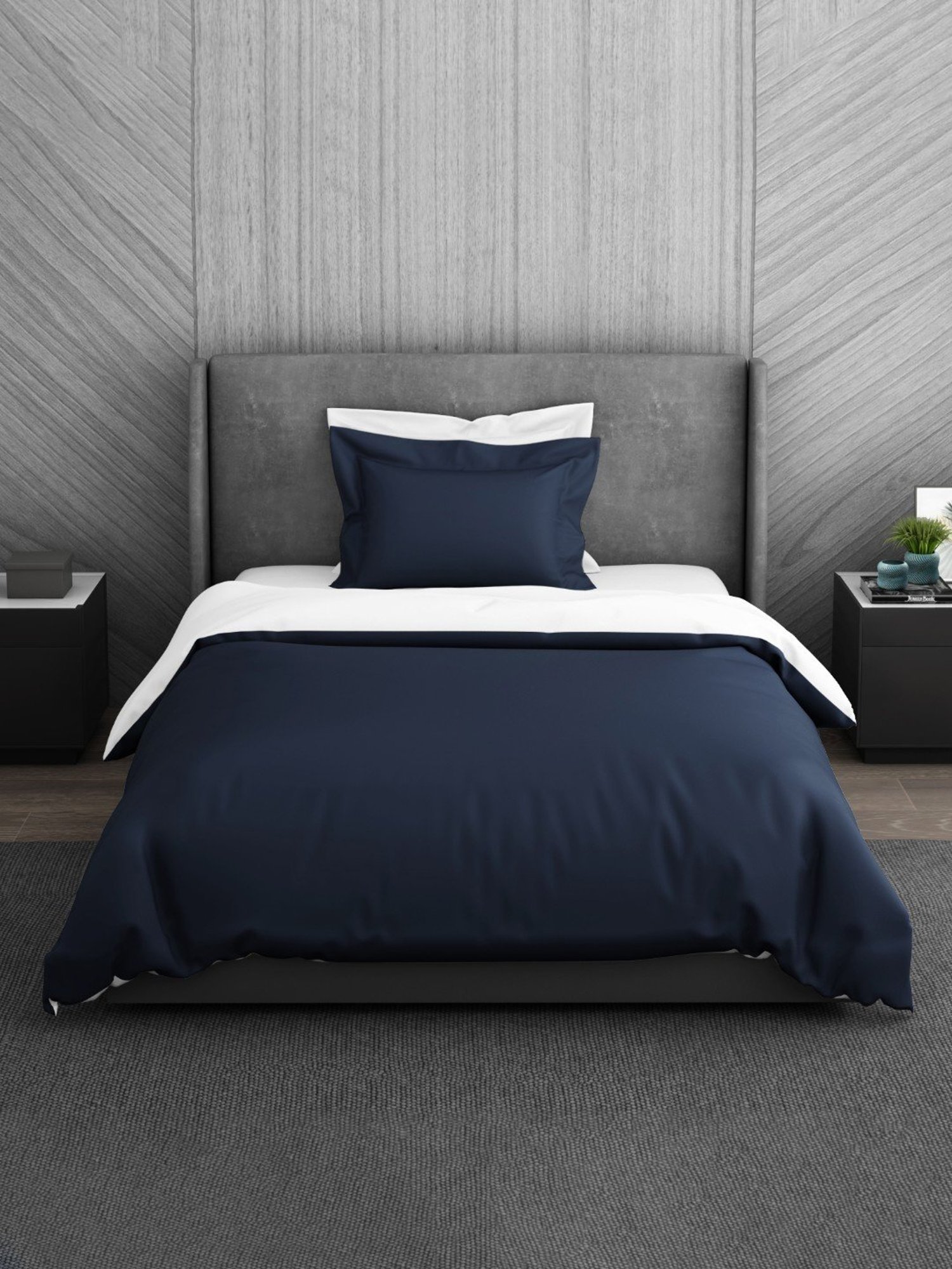 Spaces Hygro Solid Blue 350 TC Cotton Single Bed Quilt