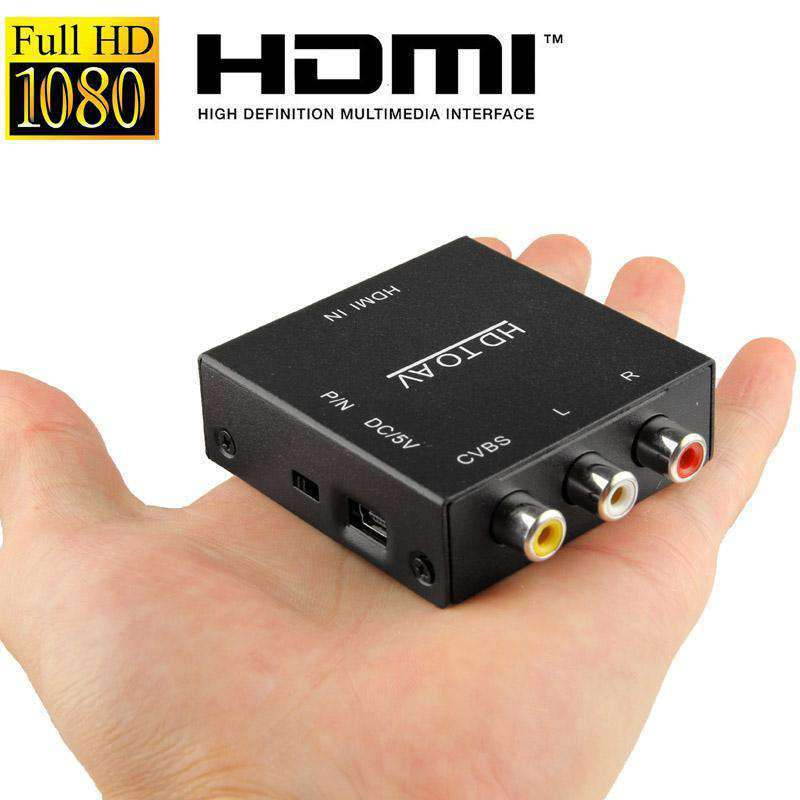 AMZER HDV-M610 Mini Size Full HD 1080P HDMI to AV/CVBS Video Converter Adapter - Black