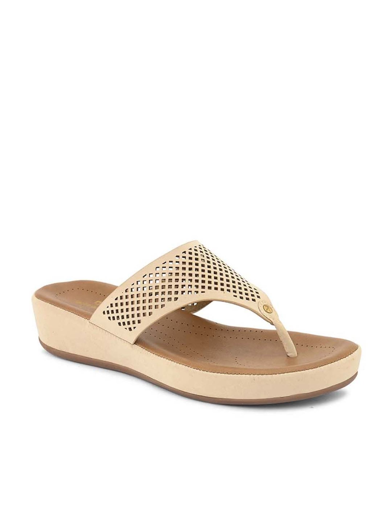 Pelle Albero Women's Cream Thong Wedges